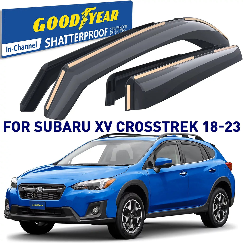 2018-2023/Impreza pcs - Vent 2017-2023, Window Accessories, Guards, for Car XV Window Cars, Crosstrek Hatchback Shatterproof Goodyear Deflector, in-Channel GY003477 Deflectors 4 for Rain Visors Subaru