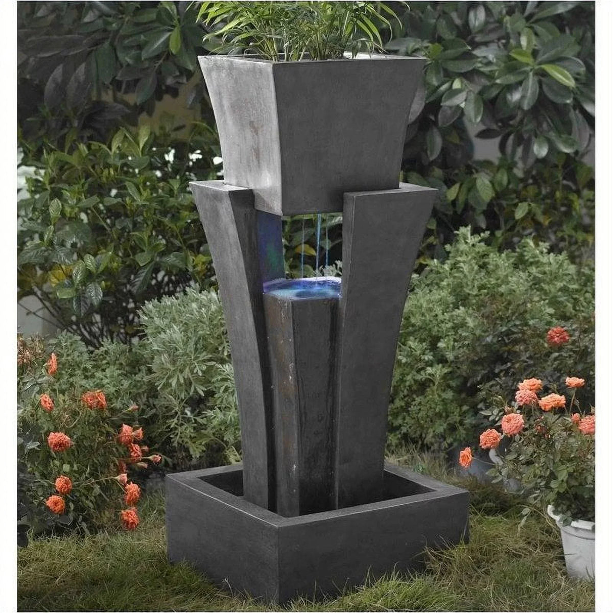 liquid with Raining Hill Led Bowery Fountain Light Planter