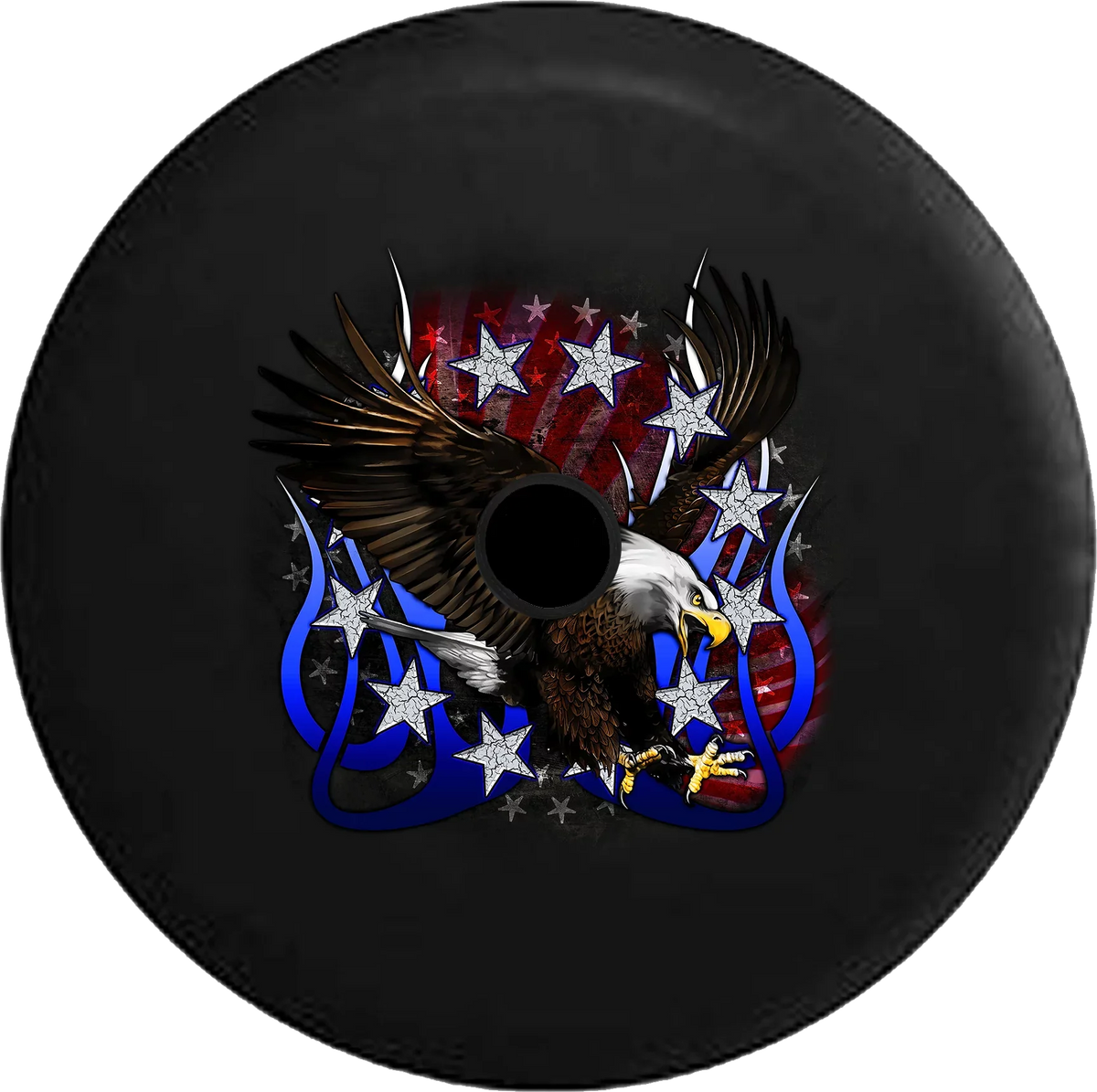 Stars Eagle Stripes Spare Jeep for Vintage 2018 Tire Wrangler Backup Flames Cover RV Cracked 2019 Inch 33 JL Tribal American & Camera