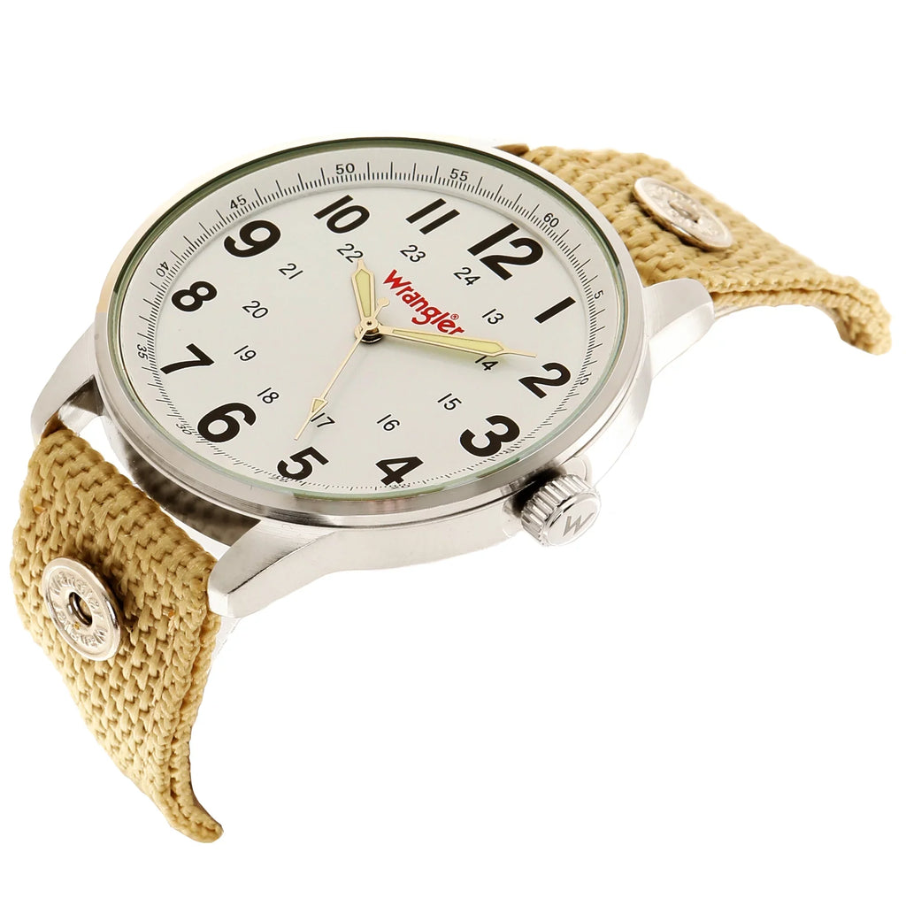 dial, Wrangler White Wheat Watch Strap Nylon Colored 42mm