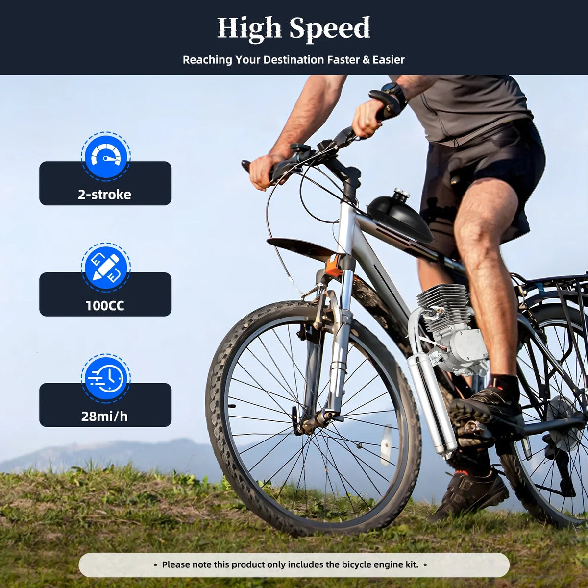 Kit Set Bike Full /28" for Engine Engine Most 100CC Bicycle Kit Stroke Motorized 2 Petrol Miumaeov Gas Bicycle 26"