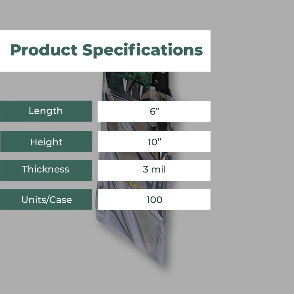 Bags Mil 10" 3 6" Protection Transparent Dependable ESD x High-grade Conductive 100/CS Metallic