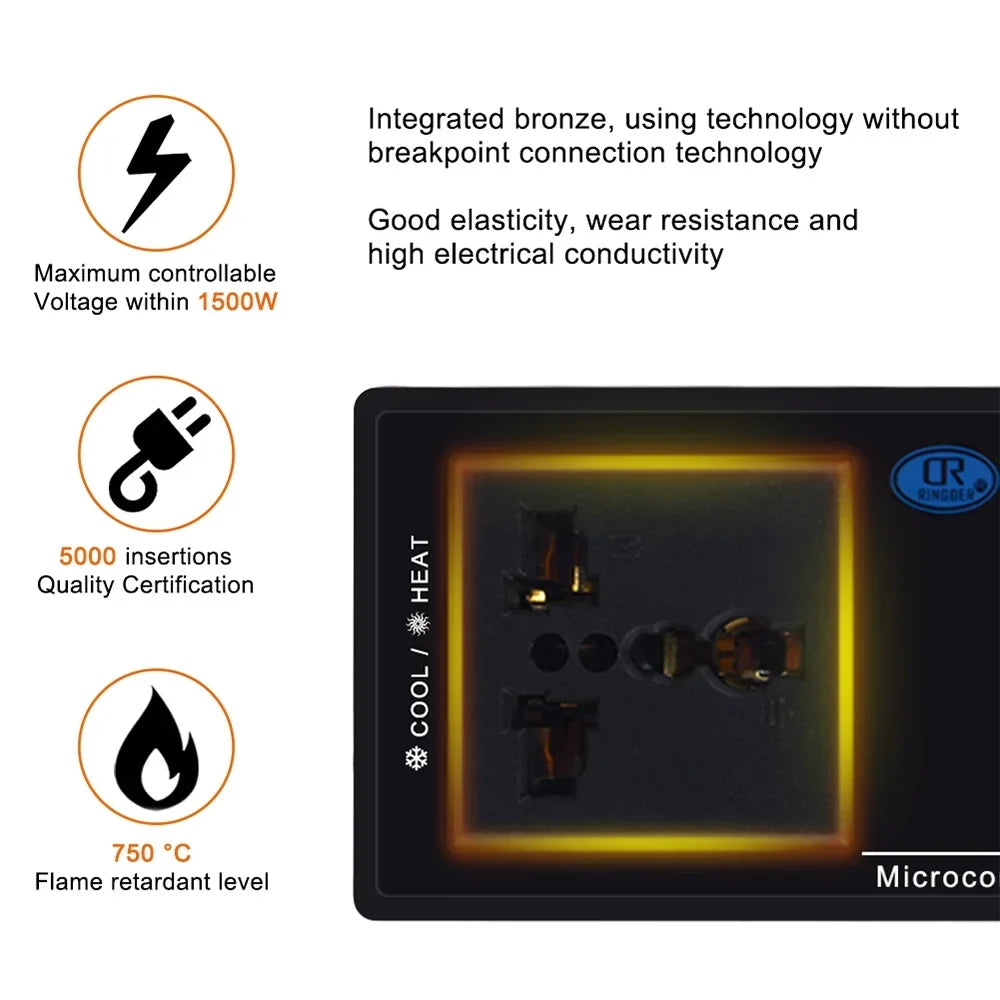 Reptiles Home Thermostat Controlled Green Incubation Digital Temperature Outlet Thermostat Cooling Chest Heating Controller Freezer Lepmerk Mode House & with Plug Reptile for Brewing -40℃~110℃