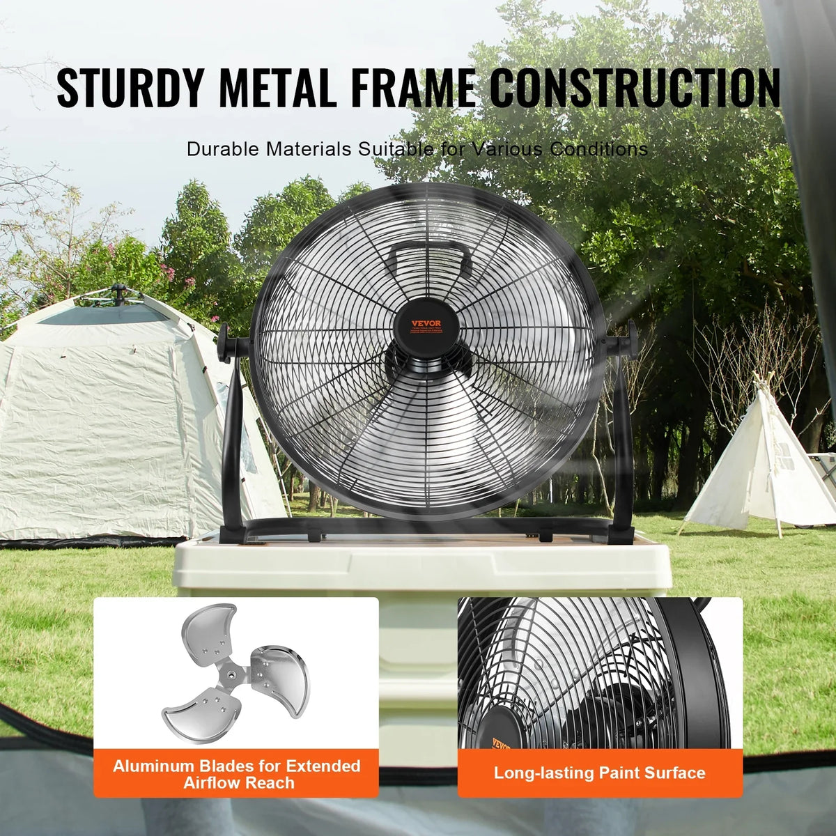 16-inch Fans Duty 360 Fan Degree Heavy Metal Cordless SKYSHALO Tilt Speed Variable