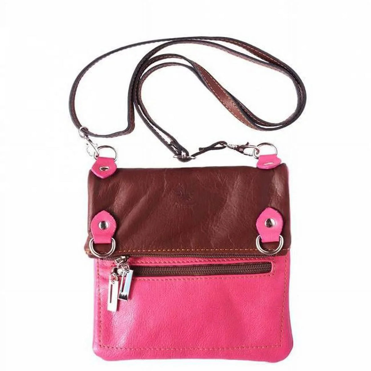 Handbag, Leather Fuchsia Shoulder Artisan Luxury Womens & Brigit Italian in Calf Soft Genuine Brown Bag