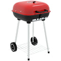 Outsunny Shelf Bottom Wheels Grill Red Portable Picnic, Charcoal for with