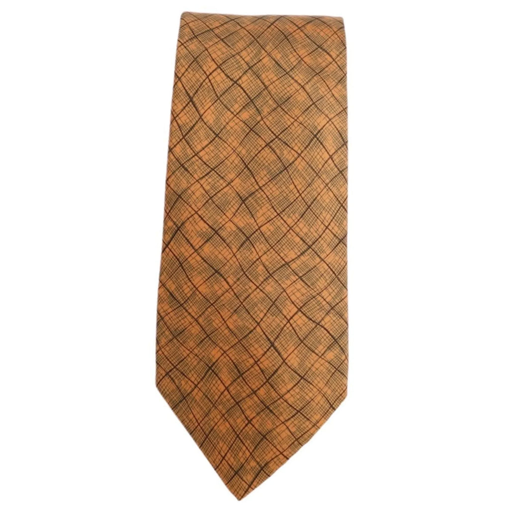 Hermes 100% twill men's silk tie (Good) Pre-Owned HERMES orange