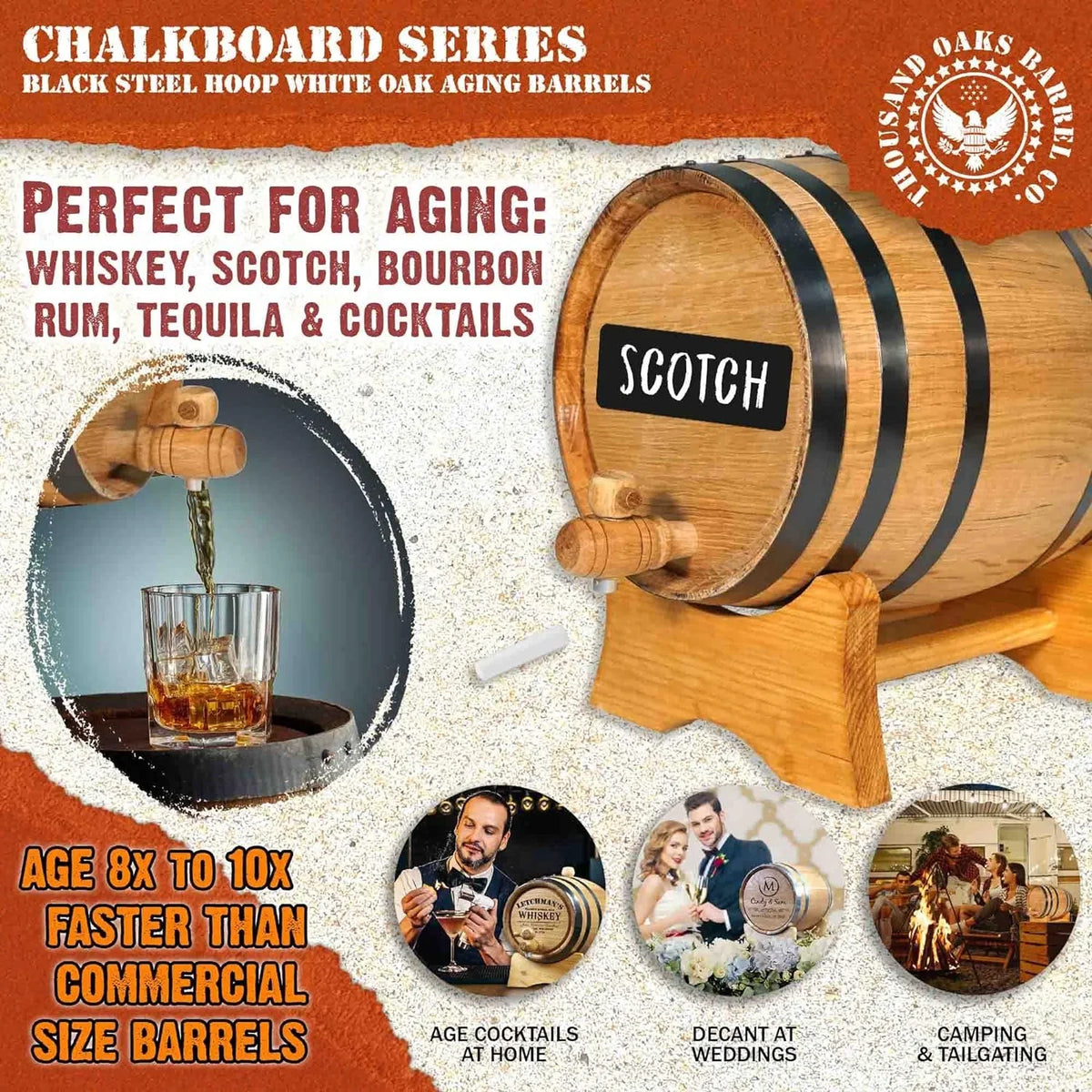 Sauce - Whiskey, For (2 - Home Front Bar Barrel Keg With American Liter) Mini By Stch, Charred Oak Hot cktails, Bourbon, Der Chalkboard Gin, Aging .