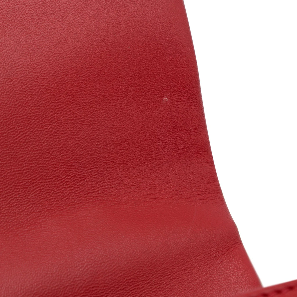 Lambskin Leather Authenticated (Good) Carry Unisex Red Small Easy Satchel Bag Pre-Owned Flap