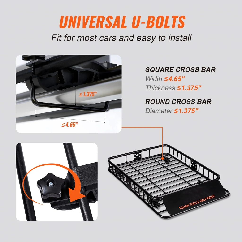 Duty Cargo 200 Rack Top Heavy Car LBS 46"x36"x4.5" BENTISM Truck Roof SUV Basket Capacity for Holder