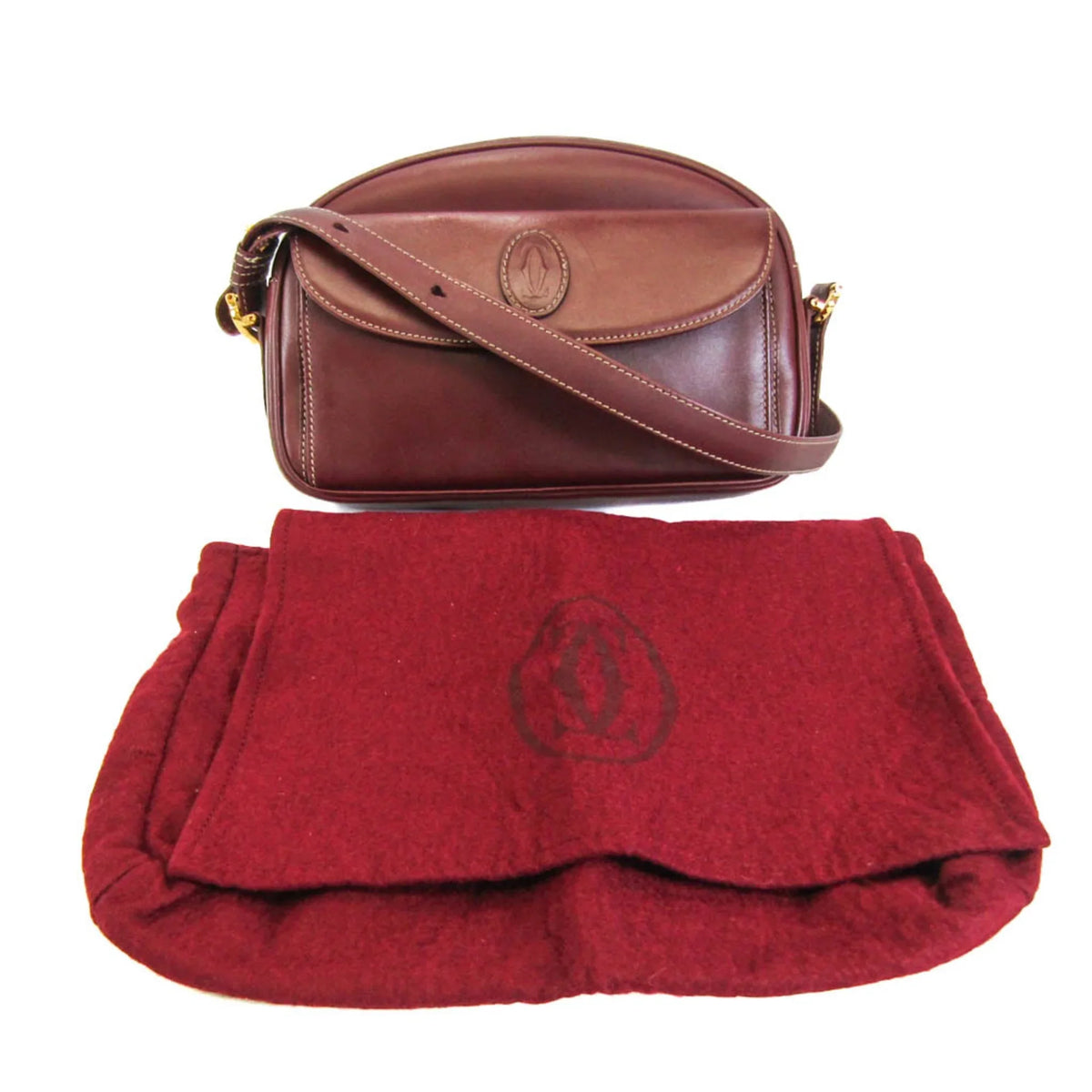 Women's Bag Must Pre-Owned Leather (Good) Shoulder Cartier Bordeaux