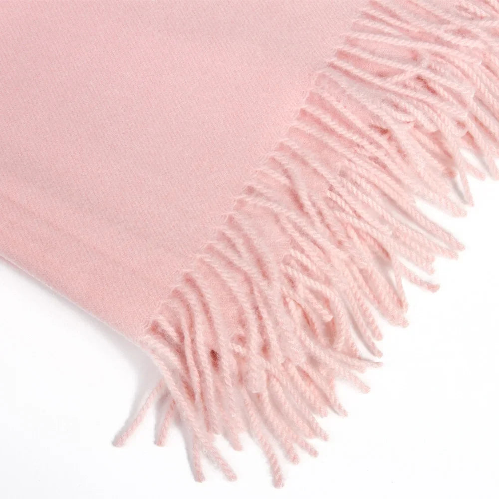Warm Virgin with Pink Scarf Women Dreamy Tassels Soft Scarf 27.6x74.8-inch Wool for