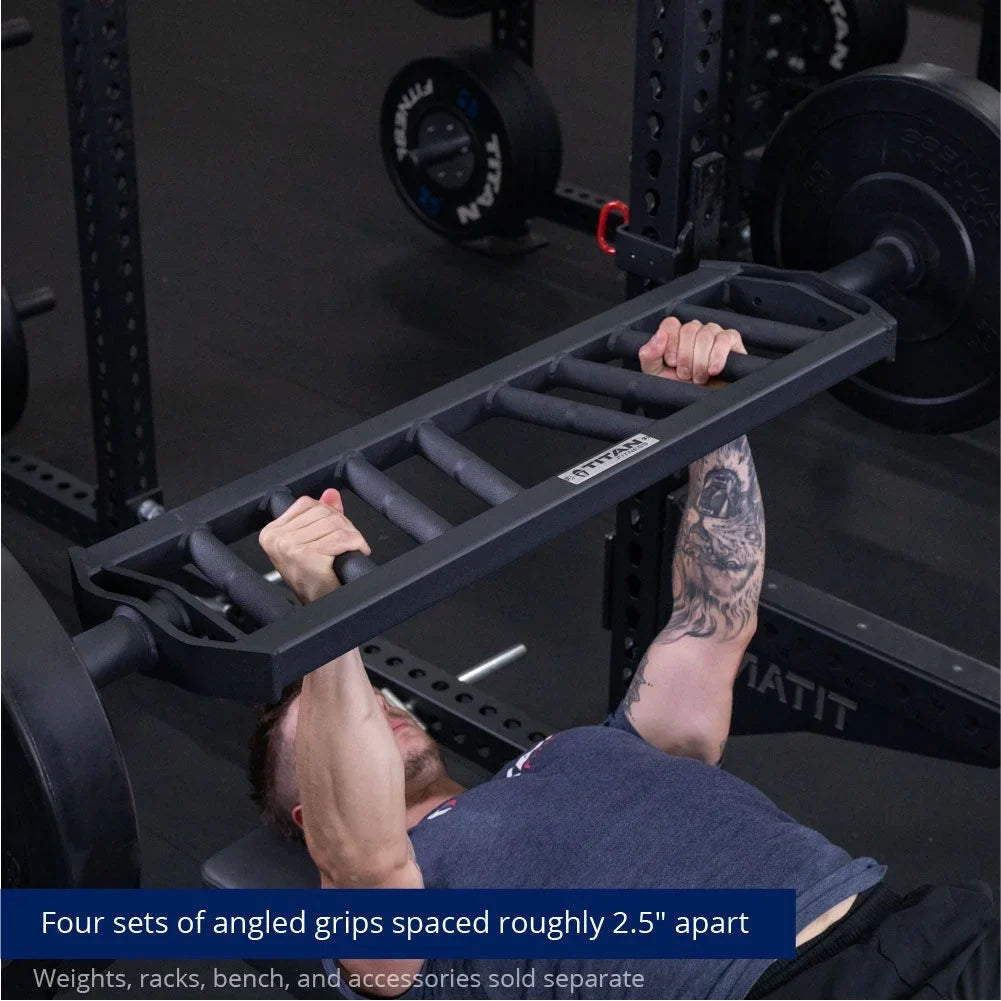 Swiss/Football Olympic Angled Barbell Hybrid Fitness V3, Rackable Multi-Grip 1,900 Bar LB, Titan Rated