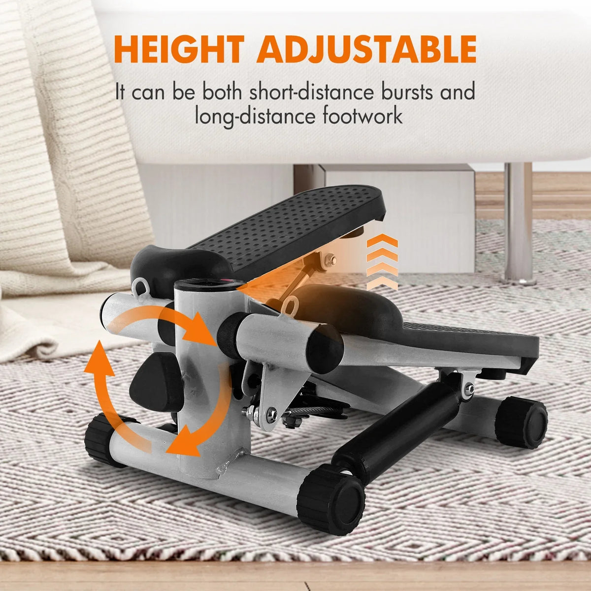 Equipment Exercise, Bands, Stepper Resistance Stepper Adjustable Mini Height Gray Stride with Stepper Cardio for Stair