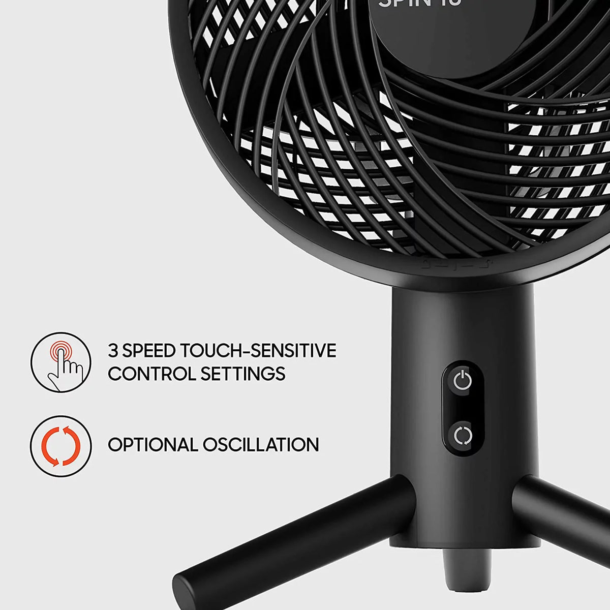 10 Fan, Image Sharper SPIN Oscillating 15.5", Black Desktop