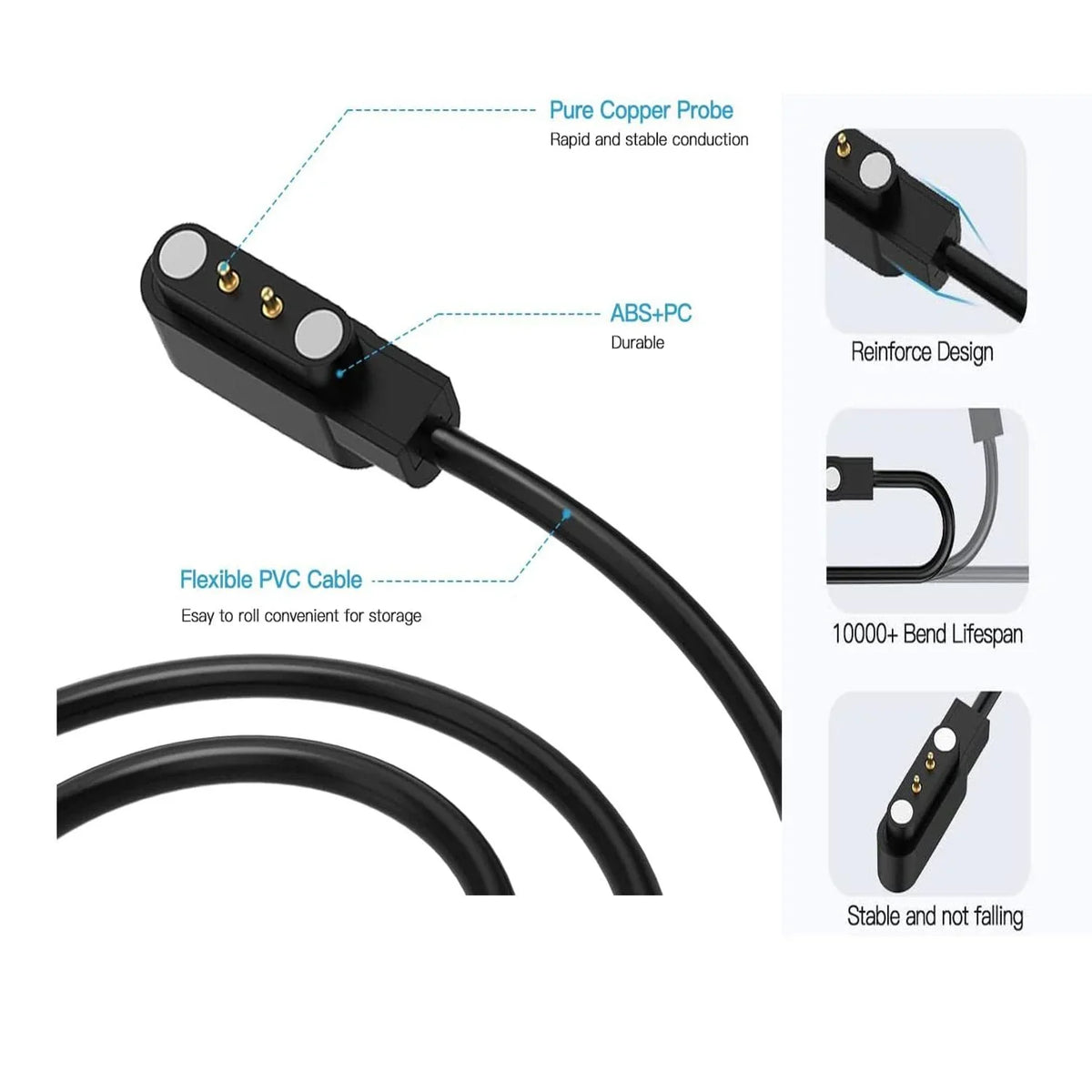 Charger ID205L Magnetic [2-Pack] Willful Cable Watch USB for Charging SW021 Smart Letsfit YAMAY 3.3FT VeryFitPro SW023