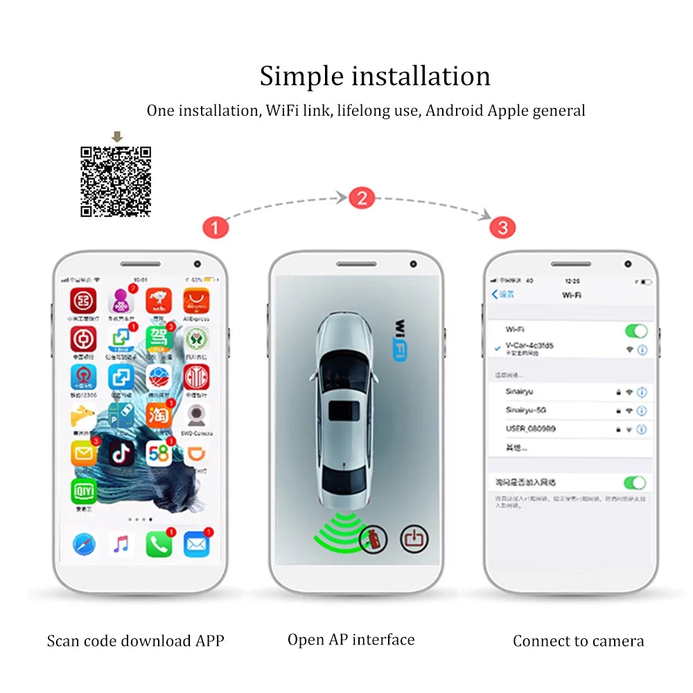 Car, Vision, WiFi Waterproof Wireless Backup with Reversing Monitor Vehicles, Camera Wireless WIFI HD LCD MABOTO Rear Backup Night Camera for IP67 Camera View
