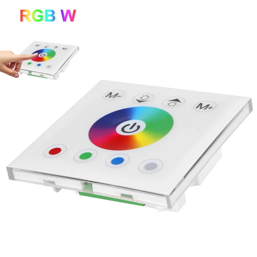 Switch Wall-Mounted Dimmer Strip Panel Touch Wall Controller, Touch Wincal LED Mounted Colorful Light(Black/White) Panel for Touch LED Panel, RGBW Controller
