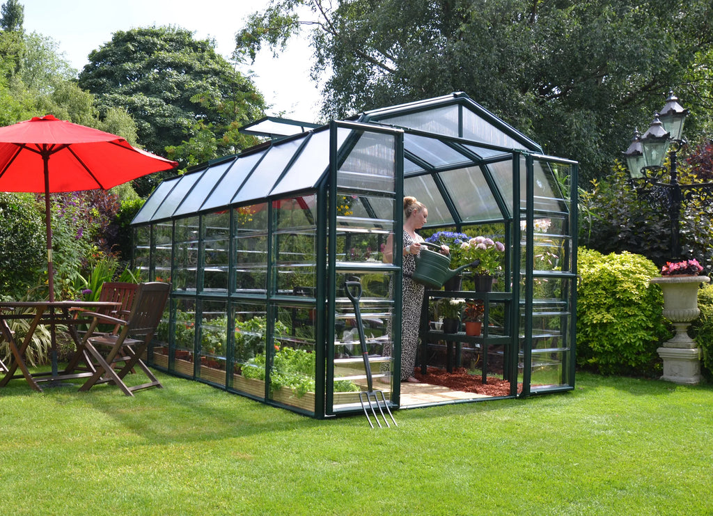 Gardener Grand 8' Palram Clear Green - Vents Greenhouse 2 Walk-In 12' - x Canopia - with Roof