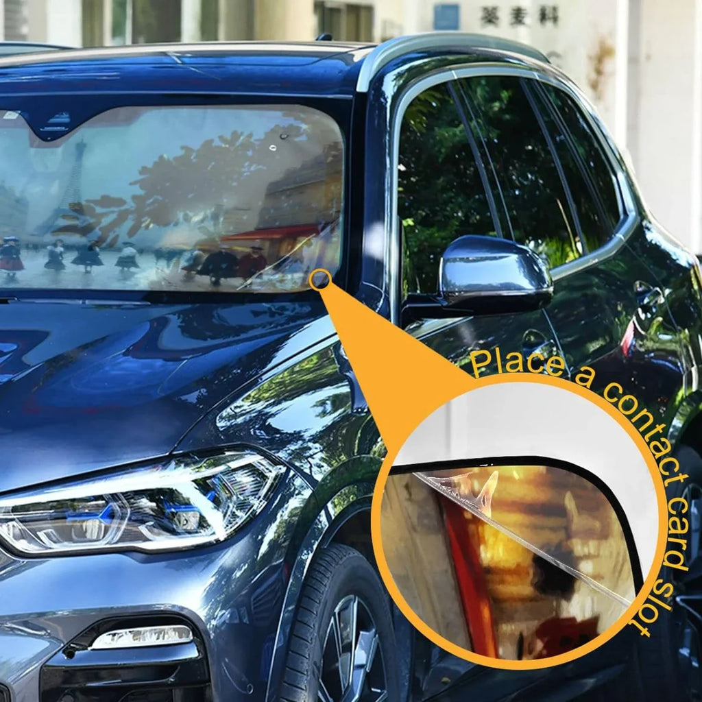 Accessories Cars,SUVs,Trucks-55×27.6in Visor and Shade,oldable Protect Wellsay Car Cool UV Blocks Protector Landscape Rays for Sun to Sunshade Old Windshield Paris Keep