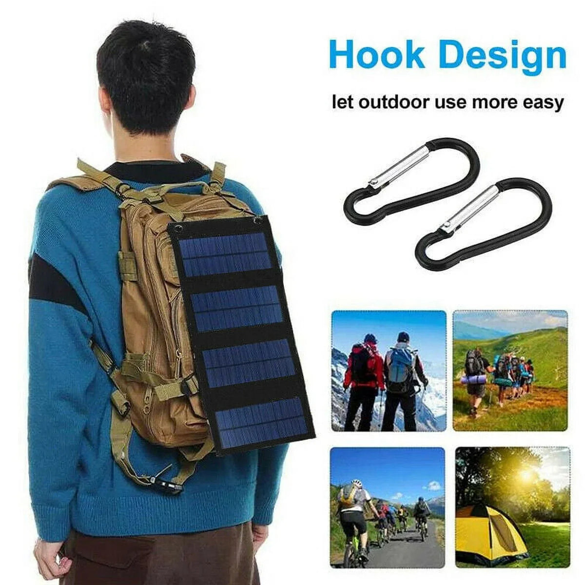 iPhone, Laptop, Suitable for Station, Solar for Camping Suitable exterior Travel Portable USB MDHAND Foldable Port, 80W RV Panel Power Caravan Ipad,