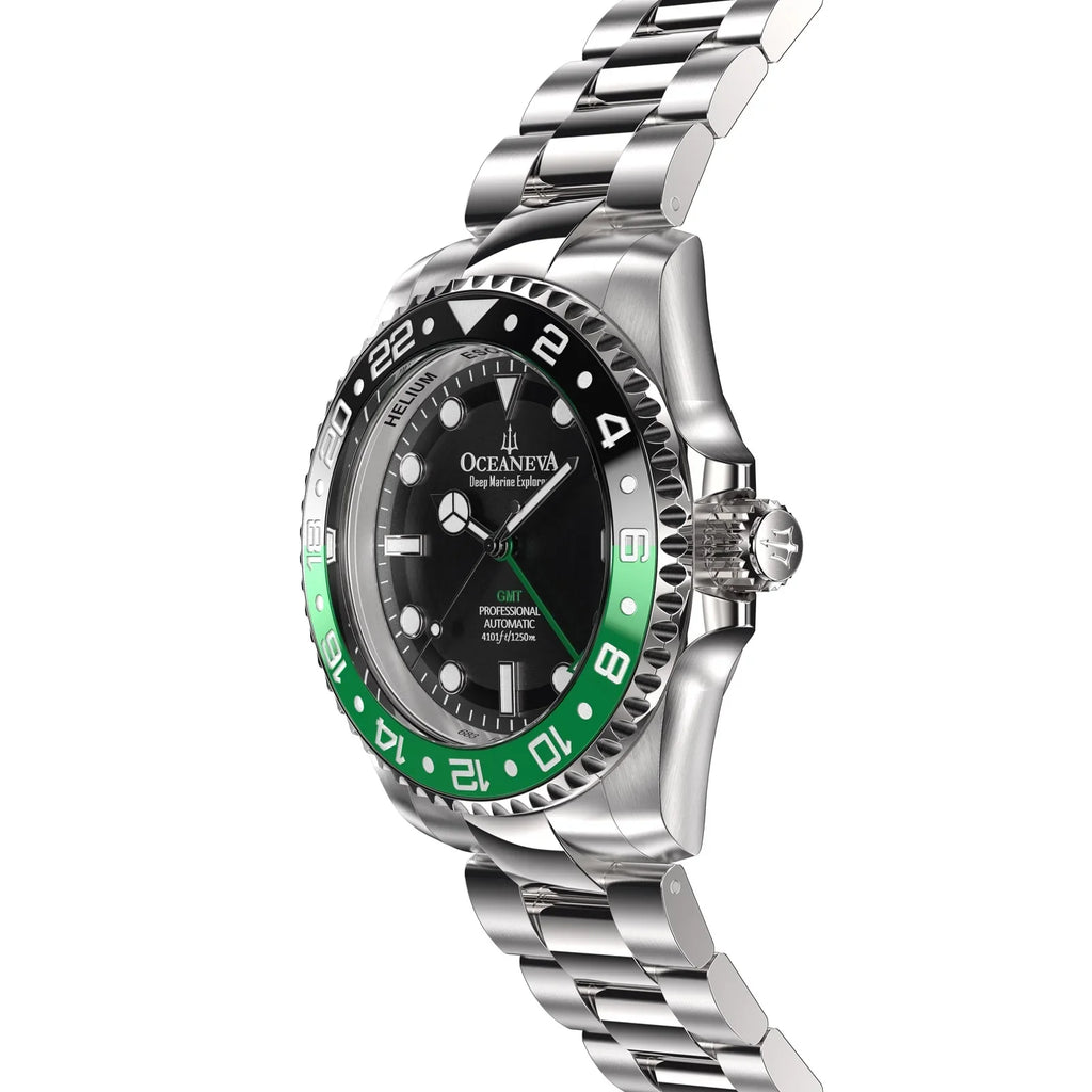 Japan Deep Bezel Triple Watches liquid Pro Resistance Movement Swimming Black 1250M Wrist Marine Oceaneva™ with Dive Green - Seal Screw Down - Case Men Watch Explorer Automatic - For Back Diver GMT