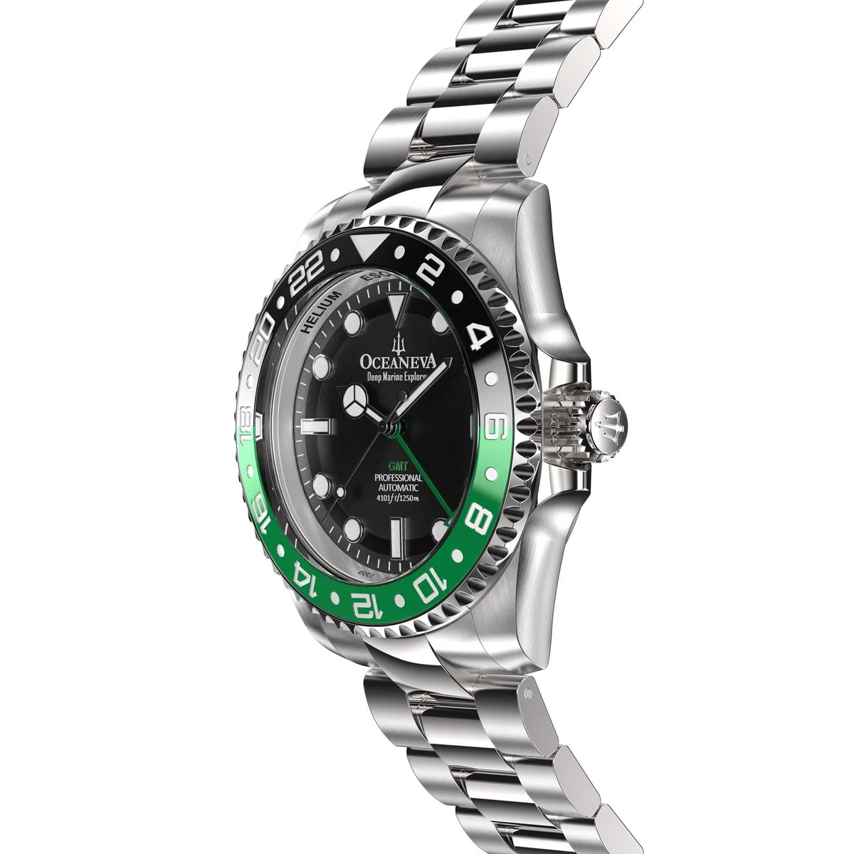 Japan Deep Bezel Triple Watches liquid Pro Resistance Movement Swimming Black 1250M Wrist Marine Oceaneva™ with Dive Green - Seal Screw Down - Case Men Watch Explorer Automatic - For Back Diver GMT