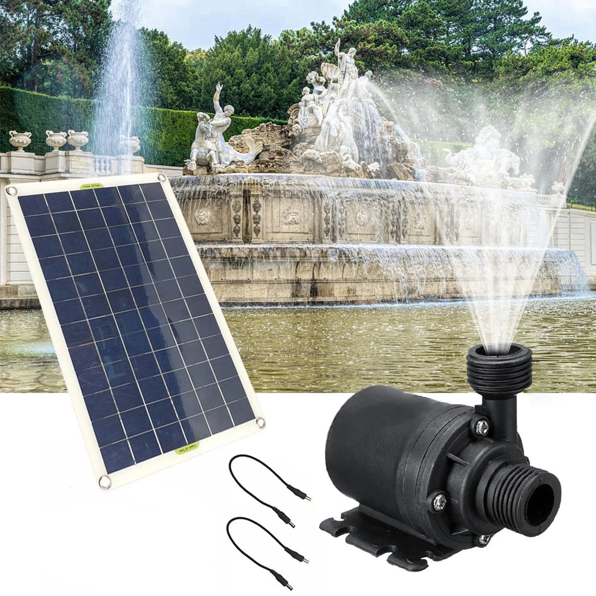 Garden Goldmeet Fountain Pond Panel Solar Noise for Submersible Bird Fish Low 20W Pump Hydroponic Bath Powered 12V liquid Kit