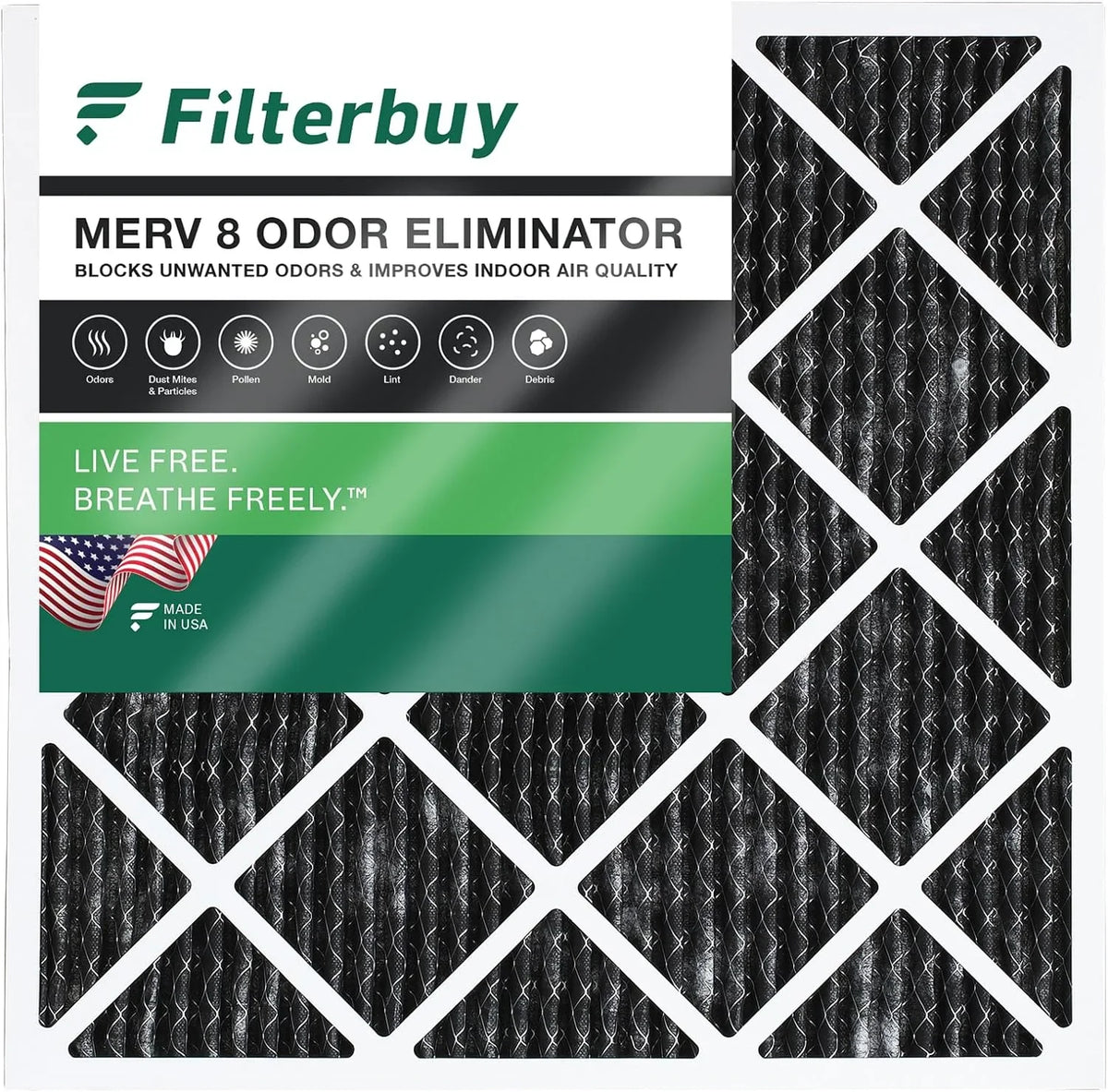 Air with Pleated 12x12x1 Activated 8 AC (1-Pack) MERV Furnace Filterbuy Odor HVAC Filters Eliminator Carbon