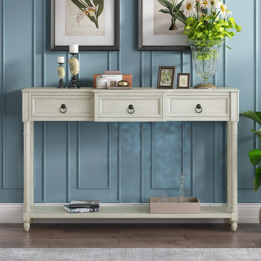 Table SKU: Shelf Table with White, and WF189574AAK) (Antique Projecting Drawers Console with Drawers Entryway Long Sofa OLD for