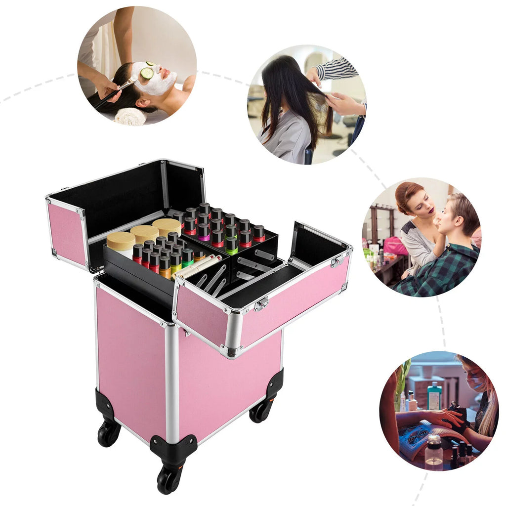 Makeup Train Organizer Makeup Case Trolley Storage Rolling Cosmetic Professional