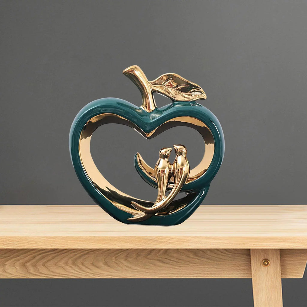 Fruit Gift Desktop Statue for Shape Garden Green Fairy Modern Heart Ornaments Ceramic Furnishings , Hollow Living Room, Sculpture,