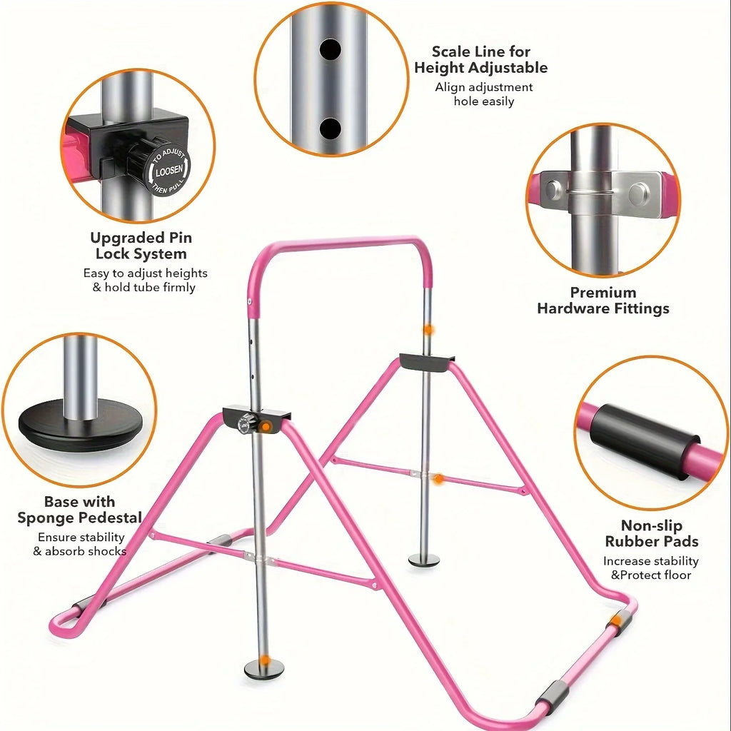 For Base, For Ages Foldable Gymnastics To With Kip Adjustable Home Children, Height Bar Junior Horizontal 140lbs Up Capacity, Non-slip DFSDFGF32 3-10 Training Bar Bar,