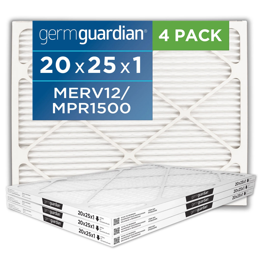 x 12 Filters x AC HVAC 25 Guardian (4-Pack) Furnace 1 MERV Air Pleated Germ 20