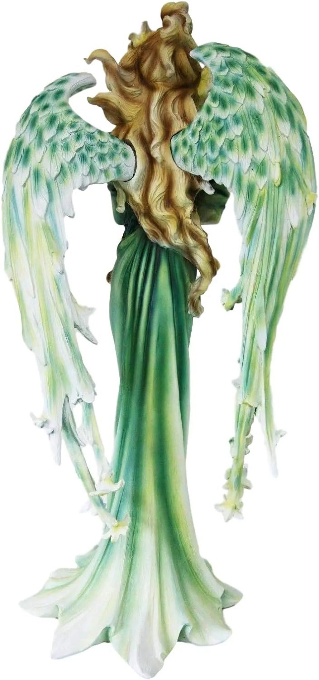 Collectible Green 21" Mother Faries Garden FAE Statue Peacock Decorative Magic Figurine Fairy Iridescent DIY Train Tall Faery Fantasy Large Pixie