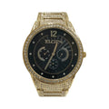Gold Elgin and with Dial (FG160030G) Pave Analog Male Watch Dial Black Crystals Adult