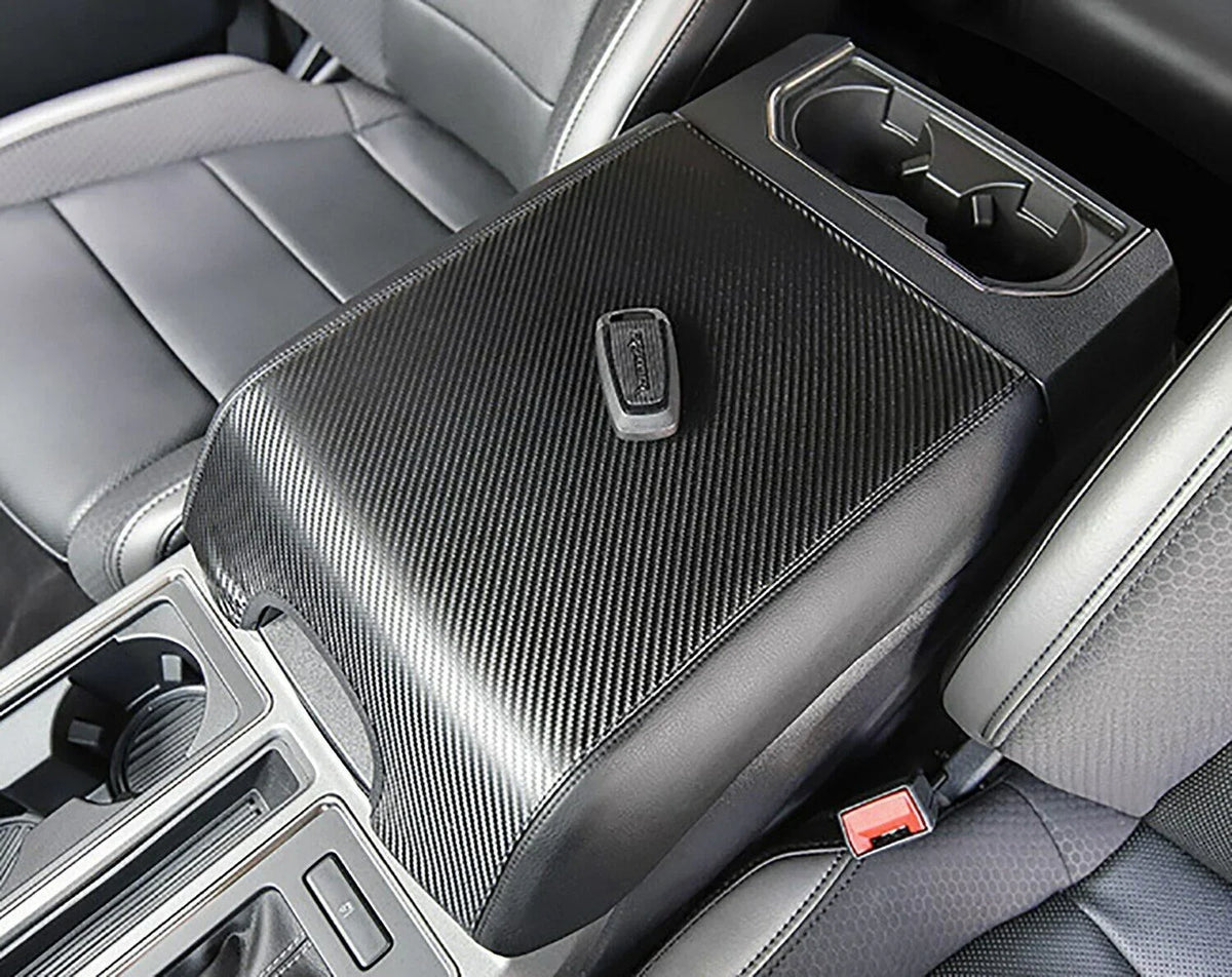 F150 Carbon Armrest Cover Center Protector Console Leather Pad Teledu