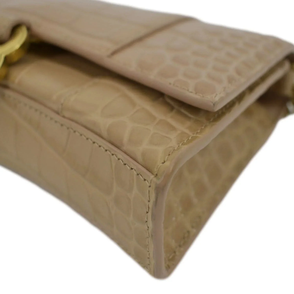 Pre-owned Bag Crocodile BALENCIAGA Hourglass Brown Shoulder Leather Embossed Chain Light