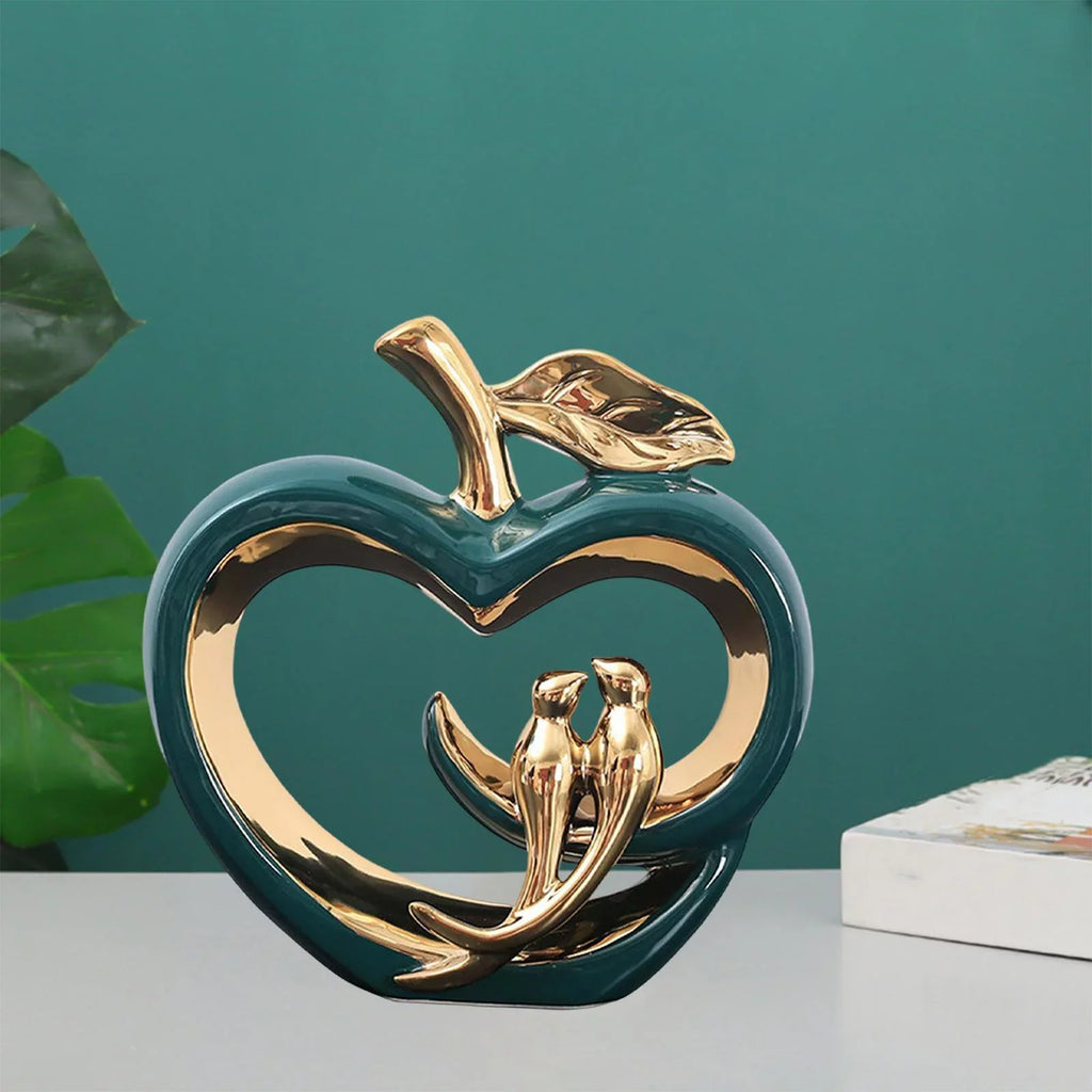 Fruit Gift Desktop Statue for Shape Garden Green Fairy Modern Heart Ornaments Ceramic Furnishings , Hollow Living Room, Sculpture,