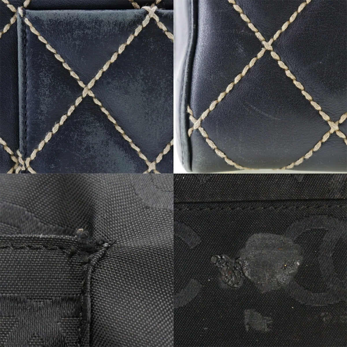 Wild A14692 Pre-Owned Mini (Fair) Black Ladies Stitch Handbag Calf Boston