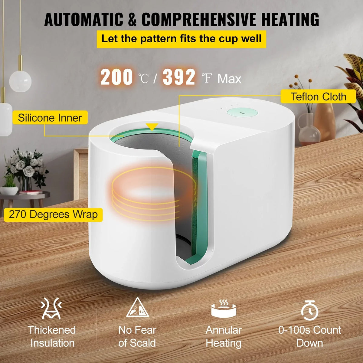 Portable Heat BENTISM Mug Presser, Easy Mug One-touch Setting, Press Machine, DIY Mug Cup Printing Press 11-15oz, Press Machine Coffee Automatic Sublimation Pro Transfer
