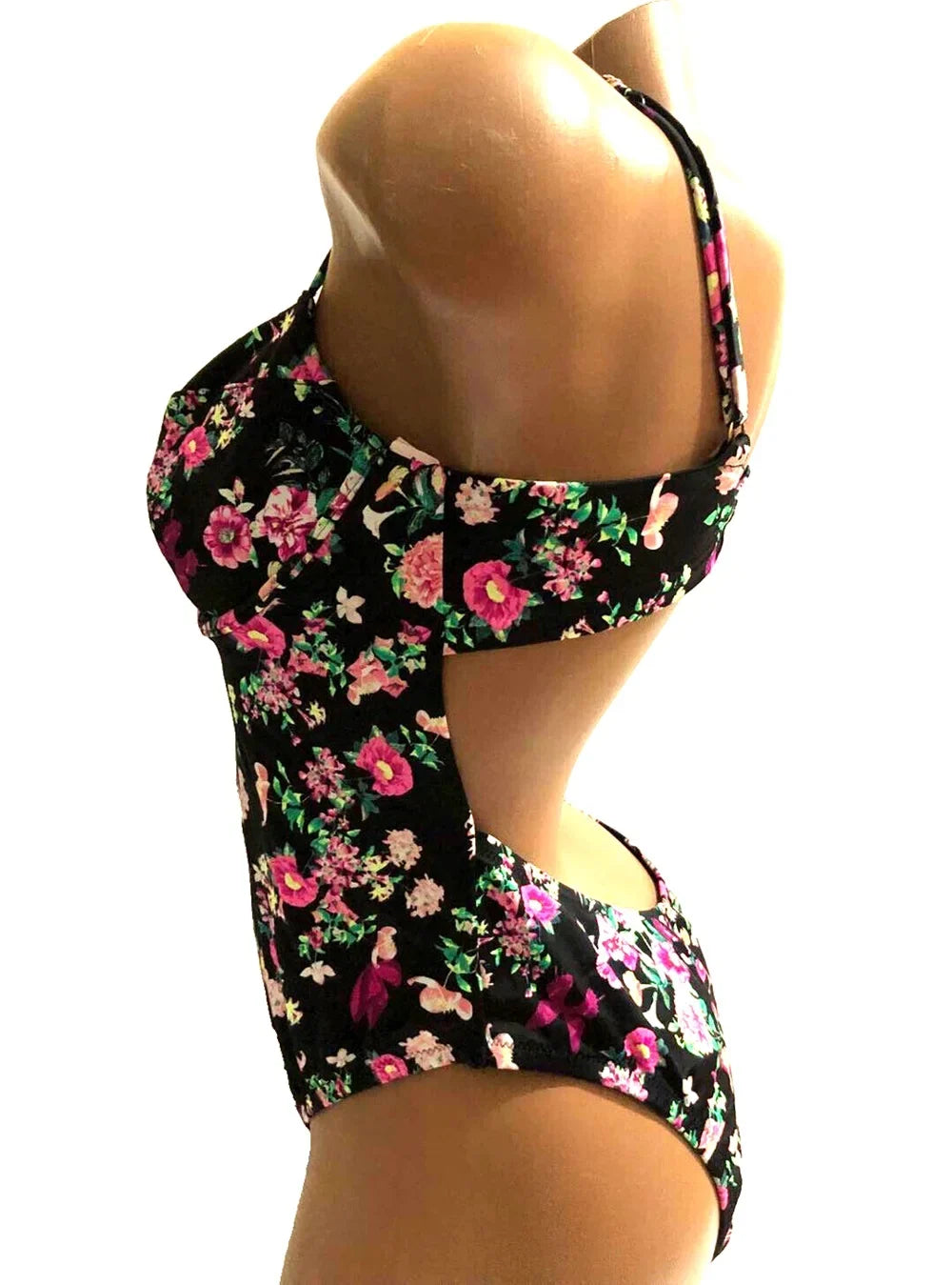 Victoria's Floral Piece Black dimension X-Large Wicked NWT Swimsuit One Secret