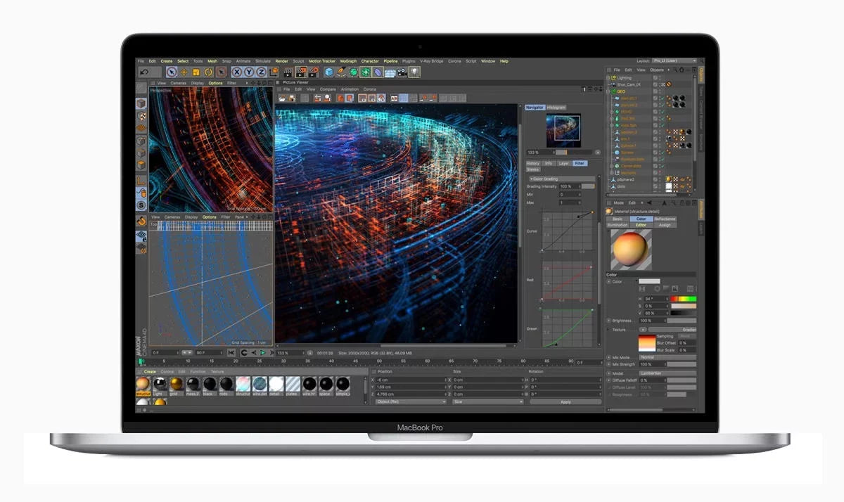 Quad (Retina, 2.8Ghz Bar) Mac A Power MV992LL/A (2019) Adapter SSD Core 128GB Macbook 2560x1600 Grade 13.3-inch Touch Sur OS Silver, Memory Included Big Pro Display 16GB i7