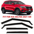 Kia - Guards Vent Durable Glass Seltos Rain 4 2021-2024, Extra Pieces Visors, Voron 200551 Window for Window in-Channel Deflectors,