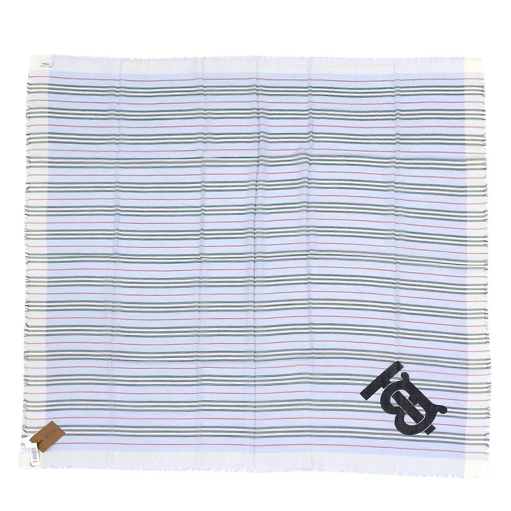 (Like blue wool New) light scarf border Pre-Owned BURBERRY silk 80173691 Burberry stripe