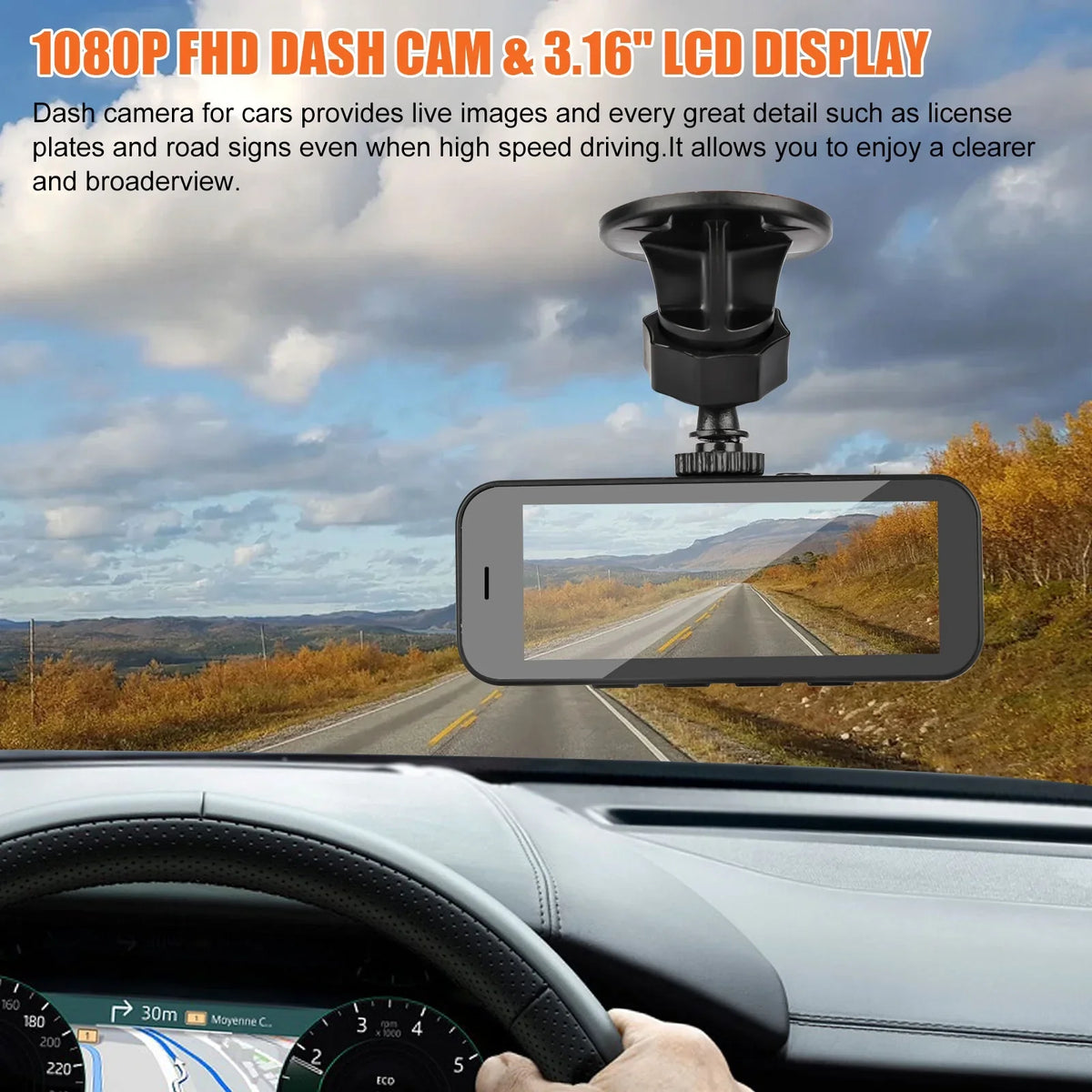 Dash Dual Detection, 170° 1080P Dash Cars, Camera Black Recorder WDR, Dual Motion 3.16inch TSV Camera Rear Angle G-Sensor, Cam, Front with Wide and Parking Dashboard for Monitoring, Display,