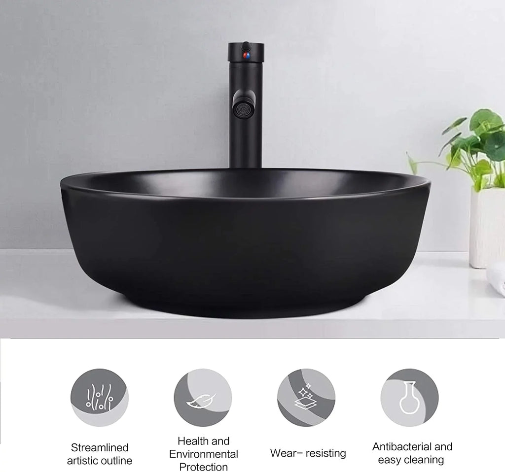 PULUOMIS Ceramic and Vessel Chrome Set with Drain Pop-up Faucet liquid Sink Artistic Cabinet Lavatory Porcelain Pipe Basin Washing Sink Bowl Countertop