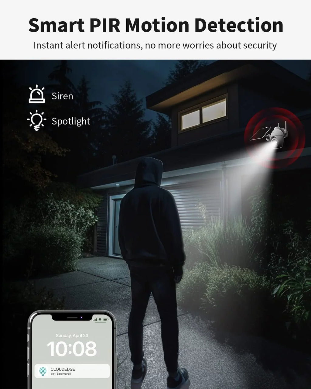 2.4GHZ Vision, Digital Color Night PIR IP65 Waterproof exterior Spotlight Ultra with Zoom, Detection, Pan Security Cameras Wireless HD Tilt, Solar with Security 2K Wi-Fi, exterior Camera 4X