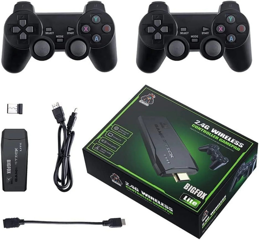Stick,Plug Built Stick Stick Classic Games,4K Console, Video Output,9 Game Game Retro 10000+ 2.4G Emulators, in Game,Retro Dual Nostalgia Game with HDMI Controllers(64G) and Play Wireless