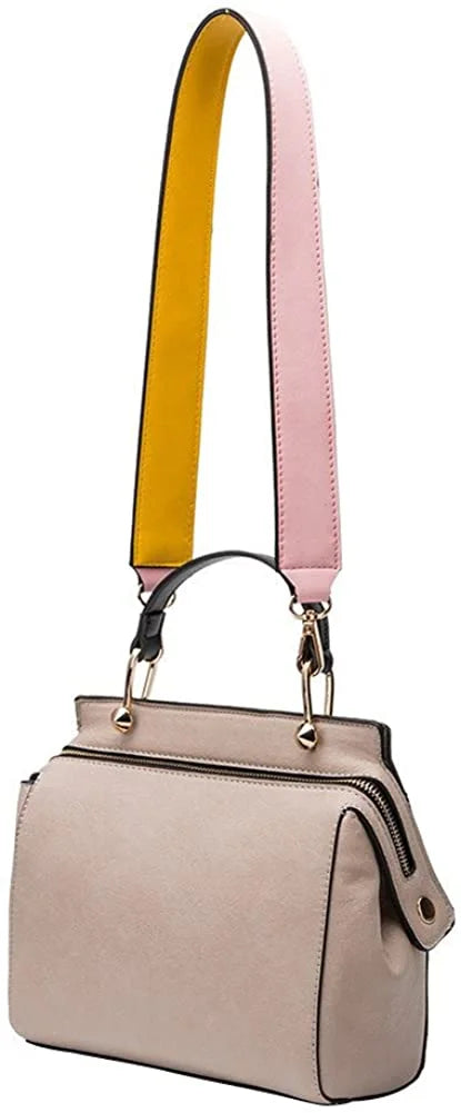 Leather Melie Color-bock Bone Multi Bianco Satchel, Vegan Noelle